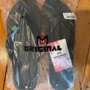 Black Flip Flops with Logo